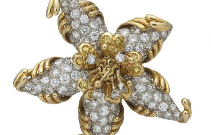 蒂芙尼史隆伯杰系列高级珠宝史隆伯杰铂金与黄金镶嵌钻石海星造型胸针