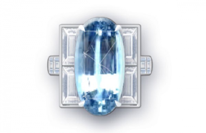 蒂芙尼BLUE BOOK高级珠宝铂金镶嵌海蓝宝石与钻石戒指
