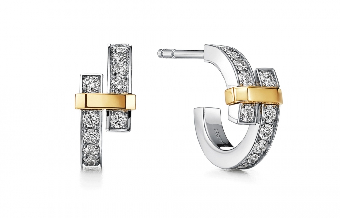 蒂芙尼TIFFANY EDGE系列铂金及18K黄金镶钻耳环