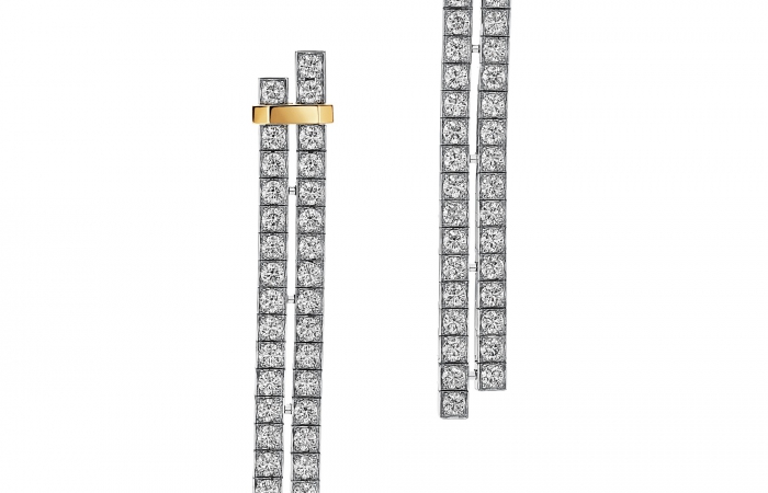 蒂芙尼TIFFANY EDGE系列铂金及18K黄金镶钻耳环
