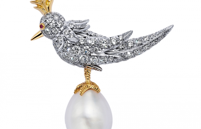 蒂芙尼SCHLUMBERGER®高级珠宝BIRD ON A PEARL胸针