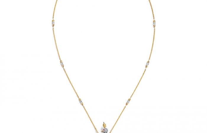 蒂芙尼SCHLUMBERGER™高级珠宝铂金及18K黄金镶嵌海蓝宝石，钻石及粉色蓝宝石”石上鸟”吊坠