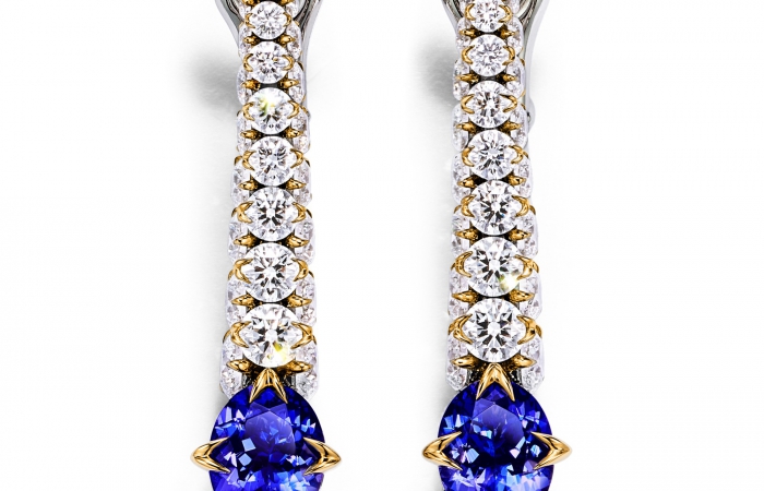 蒂芙尼BLUE BOOK高级珠宝2023 BLUE BOOK 18K黄金镶嵌坦桑石及钻石耳环