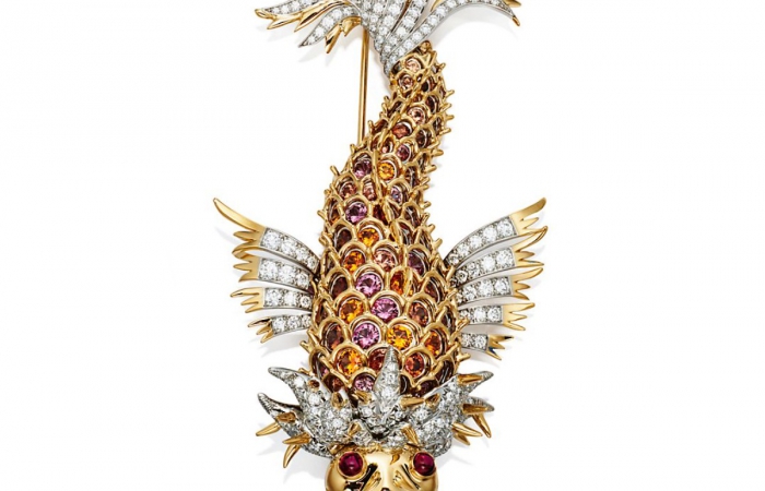 蒂芙尼史隆伯杰系列铂金及18K黄金镶嵌多色宝石及钻石胸针
