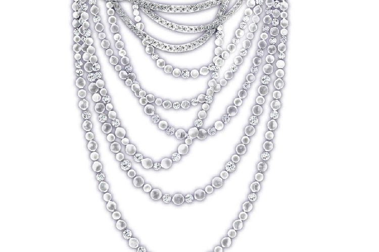 蒂芙尼MASTERPIECES铂金镶嵌黑色南洋珠和钻石项链