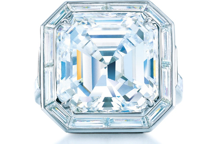 蒂芙尼BLUE BOOK高级珠宝方形祖母绿切割钻石铂金戒指