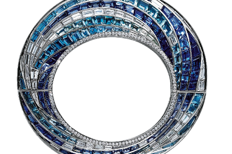 蒂芙尼MASTERPIECES PRISM系列铂金镶嵌蓝宝石、海蓝宝石和钻石手镯
