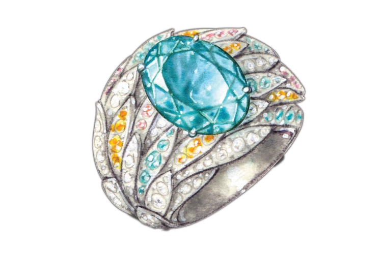 蒂芙尼BLUE BOOK高级珠宝2017 BLUE BOOK碧玺、彩色蓝宝石及钻石戒指