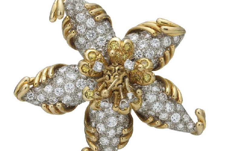 蒂芙尼史隆伯杰系列高级珠宝史隆伯杰铂金与黄金镶嵌钻石海星造型胸针