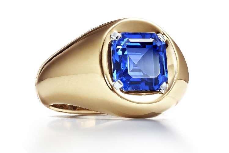 蒂芙尼BLUE BOOK高级珠宝2019 Blue Book 18K黄金镶嵌祖母绿形切割斯里兰卡蓝宝石戒指