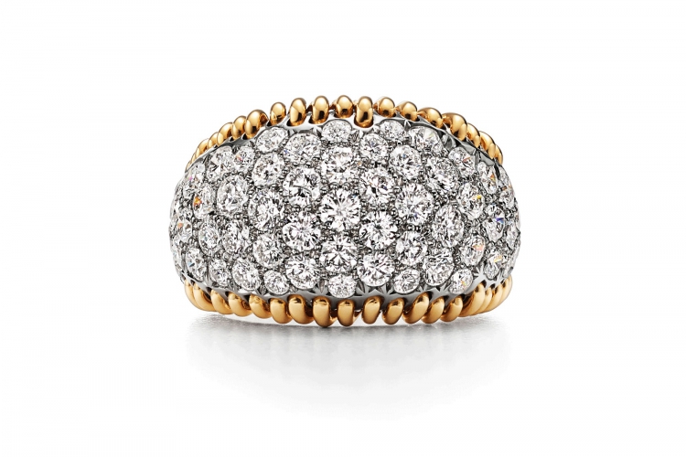 蒂芙尼SCHLUMBERGER™高级珠宝18K黄金及铂金镶钻Stitches戒指