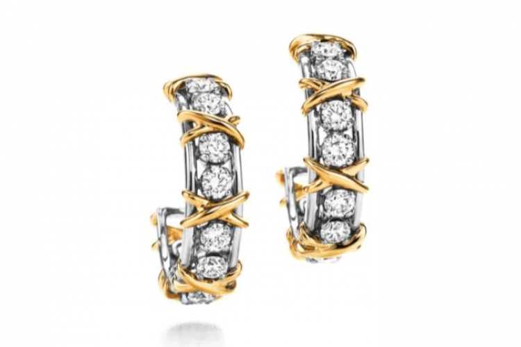 蒂芙尼SCHLUMBERGER™高级珠宝18K黄金镶钻耳环