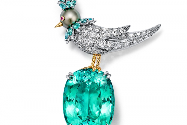 蒂芙尼SCHLUMBERGER™高级珠宝Rainbow Bird on a Rock“石上鸟”胸针