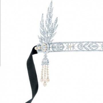 蒂芙尼The Great Gatsby系列Savoy钻石和珍珠头饰发饰