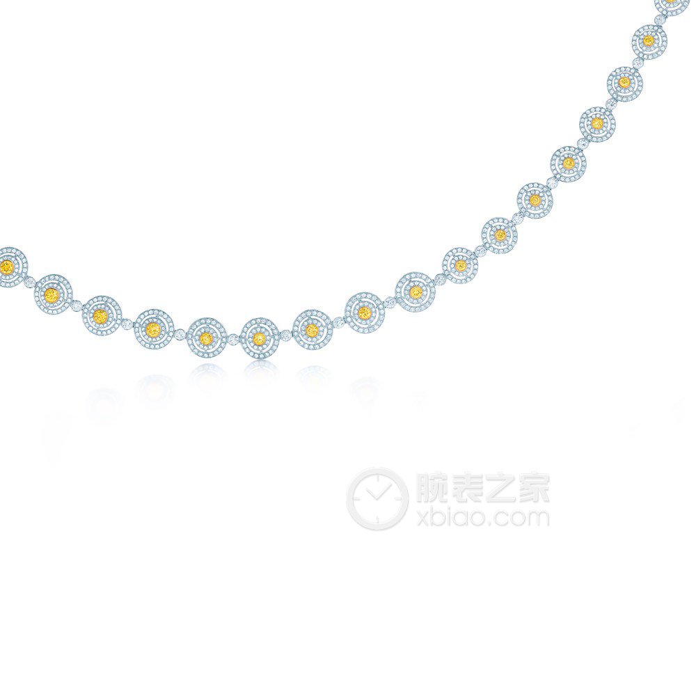 蒂芙尼BLUE BOOK高级珠宝镶嵌黄钻和白钻铂金项链项链
