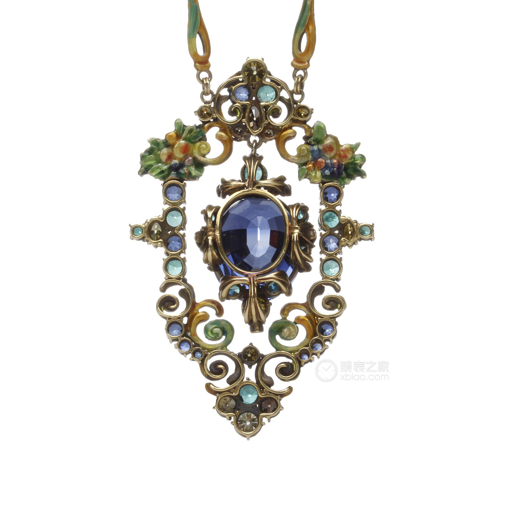蒂芙尼古董珍藏18K黄金镶嵌蓝宝石、珐琅及彩色钻石项链