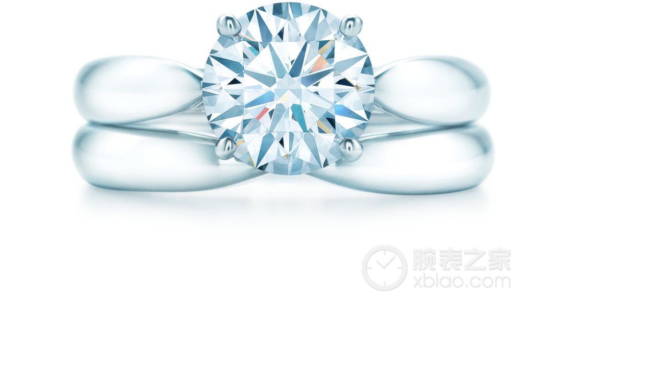 蒂芙尼订婚钻戒铂金镶嵌圆形明亮式切割订婚钻戒戒指