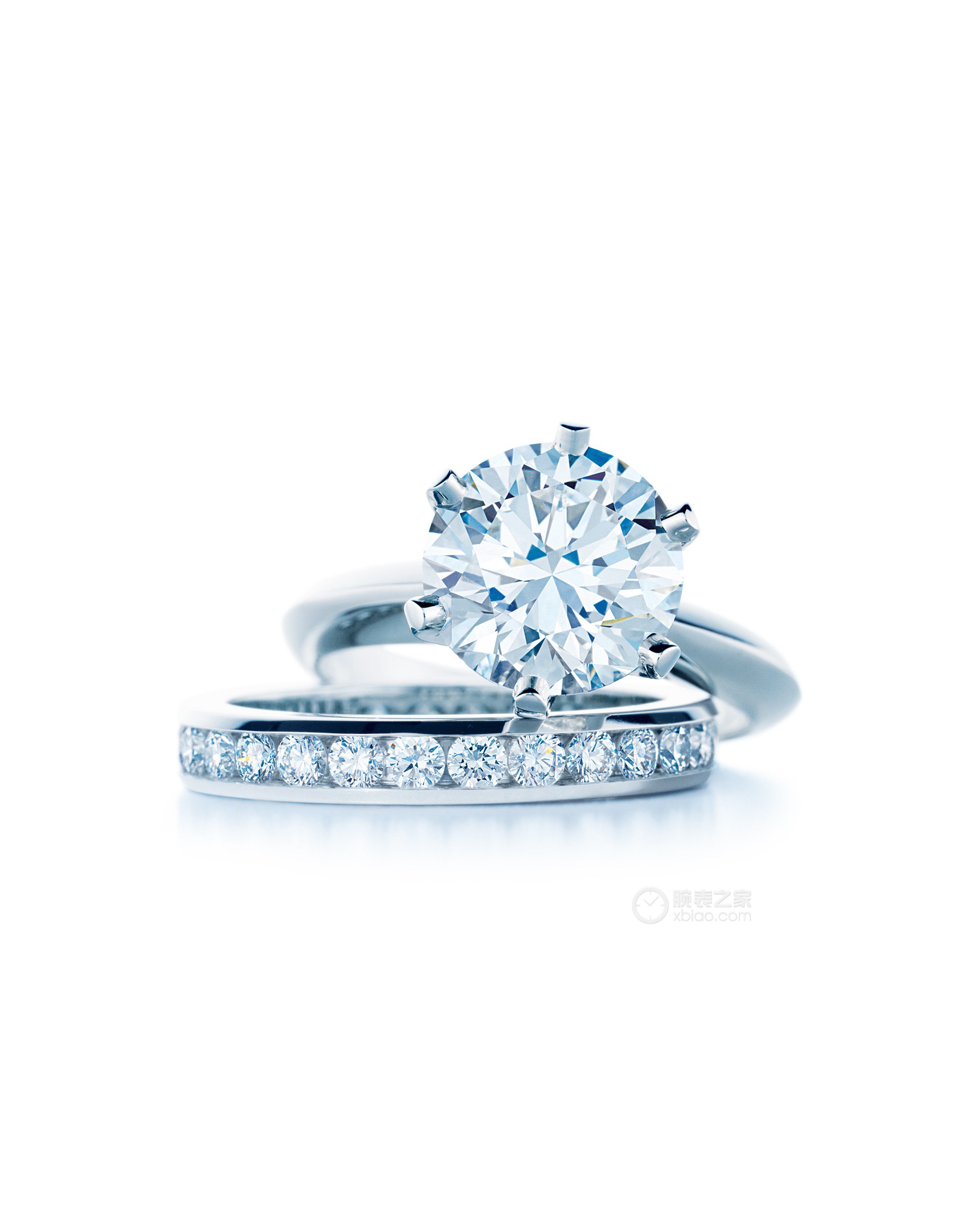 高清图|蒂芙尼铂金镶嵌圆形明亮式钻石及混合七个钻石戒指戒指图片2|腕表之家-珠宝