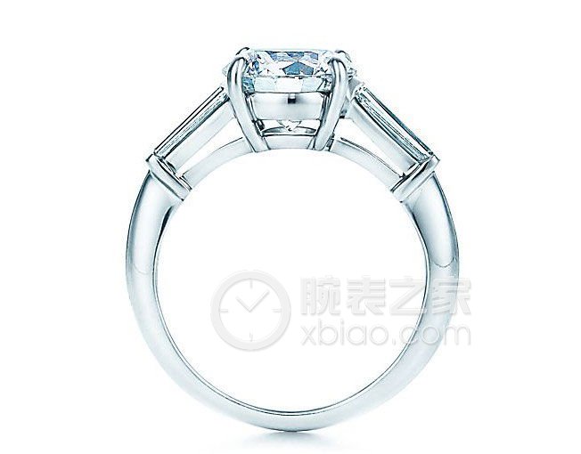 蒂芙尼订婚钻戒铂金边镶梯方形钻石订婚钻戒戒指