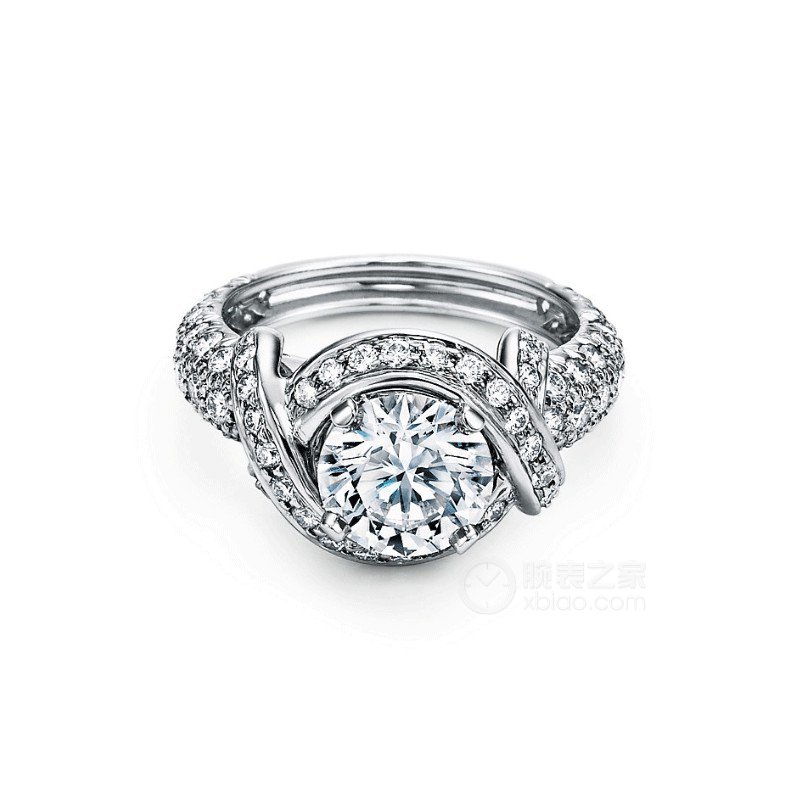 蒂芙尼SCHLUMBERGER™高级珠宝铂金镶钻戒圈镶嵌圆形明亮式切割钻石订婚钻戒戒指
