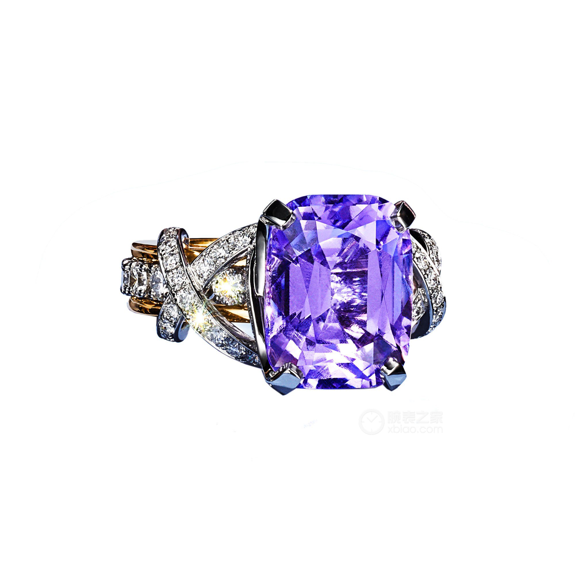 蒂芙尼BLUE BOOK高级珠宝铂金及18K黄金镶嵌紫色尖晶石及钻石缎带造型戒指戒指