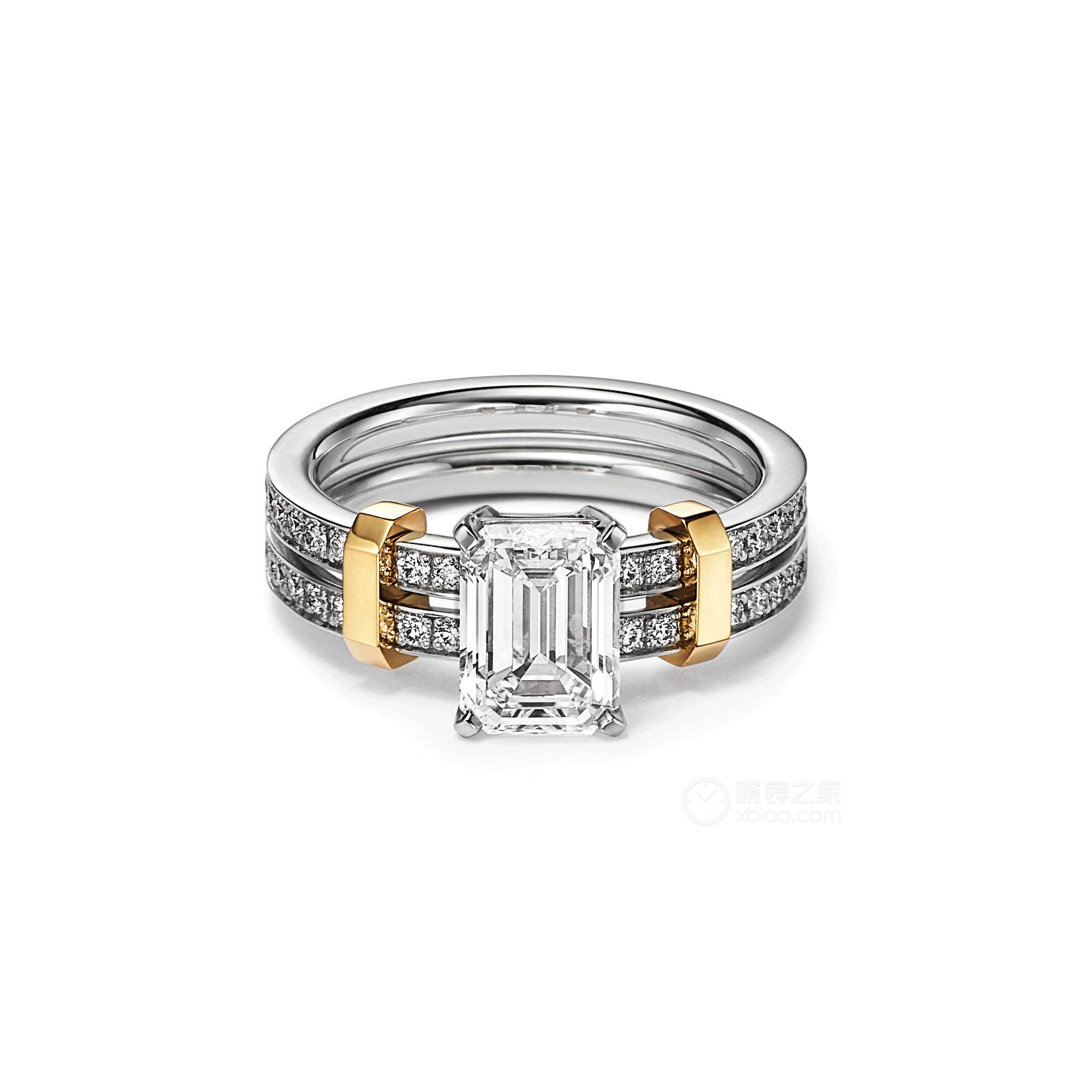 蒂芙尼TIFFANY EDGE系列铂金及18K黄金镶钻戒指戒指