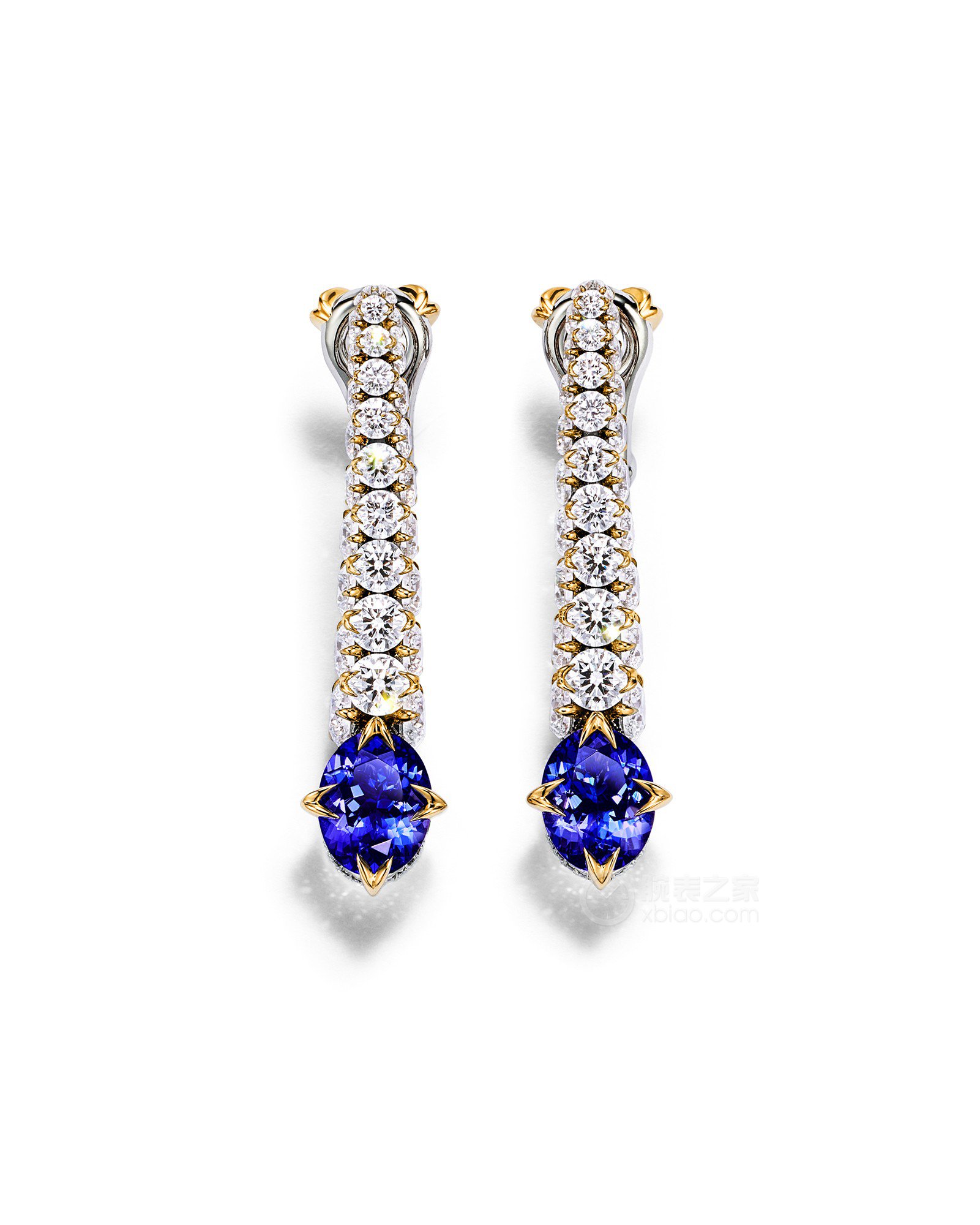 蒂芙尼BLUE BOOK高级珠宝18K黄金镶嵌坦桑石及钻石耳环耳饰