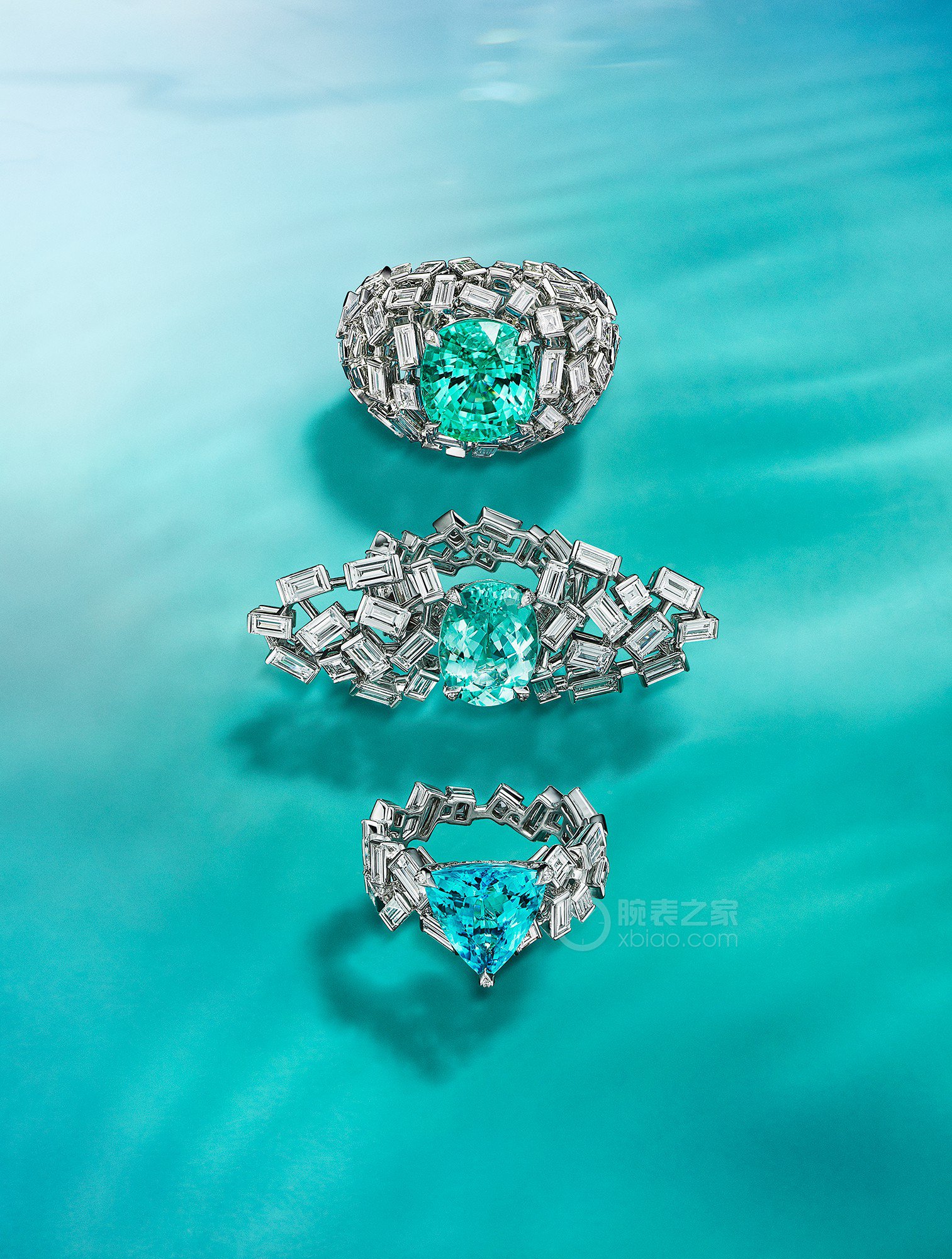 蒂芙尼BLUE BOOK高级珠宝18K白金镶嵌一颗重逾2克拉的帕拉依巴碧玺及钻石戒指戒指