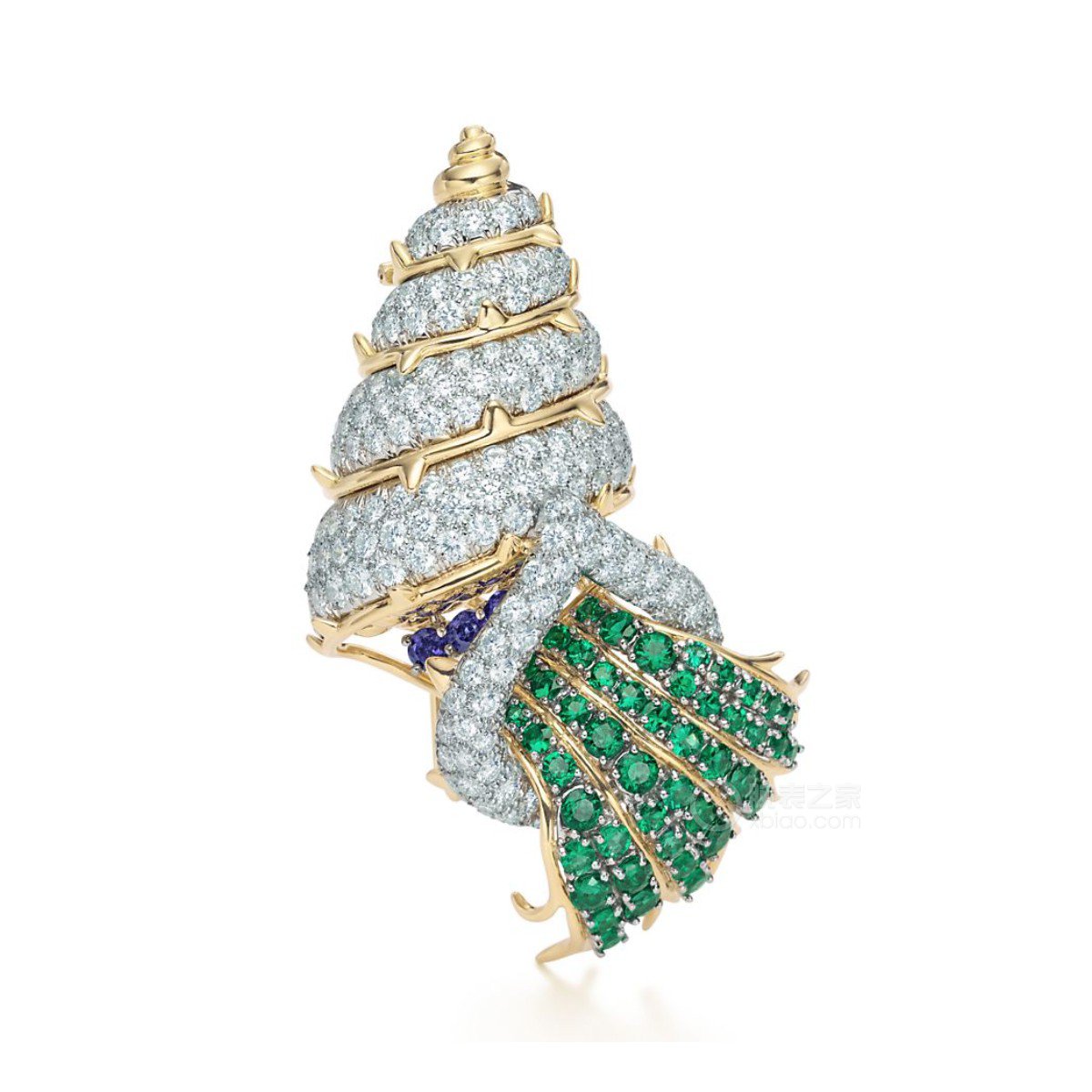 蒂芙尼史隆伯杰系列铂金及18K黄金镶嵌祖母绿, 蓝宝石及钻石胸针胸针