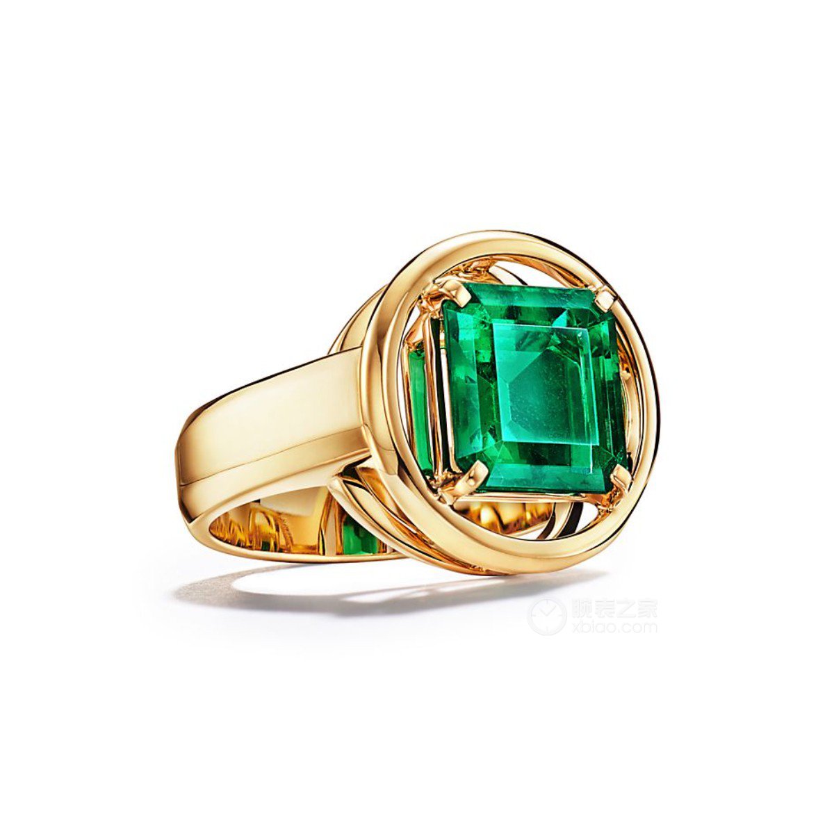 蒂芙尼史隆伯杰系列18K黄金镶嵌祖母绿戒指戒指