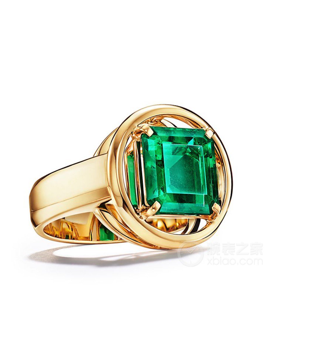蒂芙尼史隆伯杰系列18K黄金镶嵌祖母绿戒指戒指