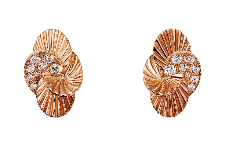卡地亚PARIS NOUVELLE VAGUE系列玫瑰K金钻石耳环