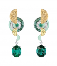 CHAUMET ONDES ET MERVELIIES DE CHAUMET瀚海史诗高定珠宝RIVAGES斑斓岸汀Sous le Soleil幻日耀阳黄金和白金耳环