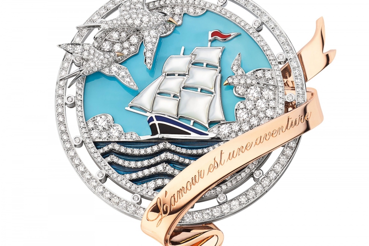 CHAUMET ONDES ET MERVELIIES DE CHAUMET瀚海史诗高定珠宝ENCRES澜海爱印Encres澜海爱印白金、玫瑰金和黄金可转换胸针