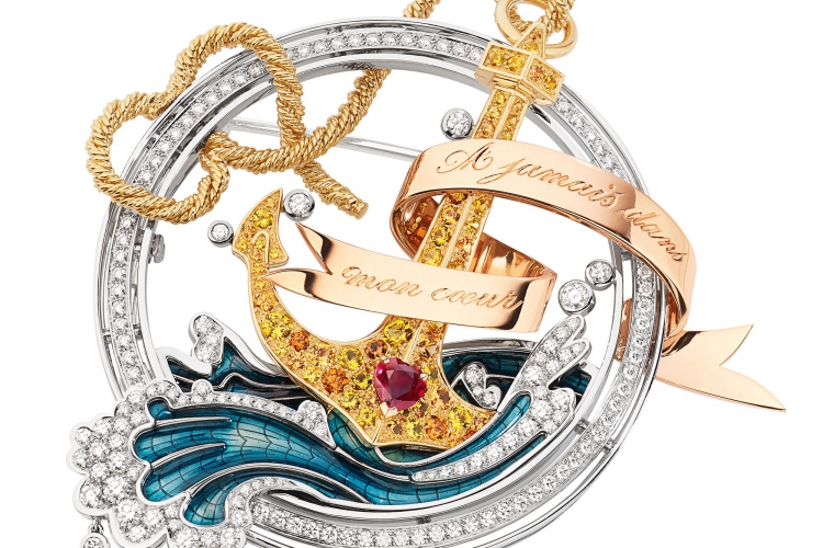 CHAUMET ONDES ET MERVELIIES DE CHAUMET瀚海史诗高定珠宝ENCRES澜海爱印Encres澜海爱印白金、玫瑰金和黄金可转换胸针