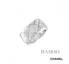 香奈儿COCO CRUSH系列18k白金镶钻戒指实拍图