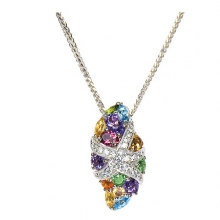 ENZO彩宝系列OCEAN 海洋系列18K白金镶钻石及多色彩宝吊坠