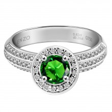 ENZO彩宝系列SHOWY 炫耀系列18K白金镶透辉石及钻石戒指