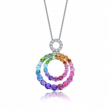 ENZO彩宝系列RAINBOW 彩虹系列18K白金镶多种宝石及钻石吊坠