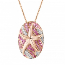 ENZO彩宝系列OCEAN 海洋系列18K玫瑰金镶粉紅蓝宝石及钻石吊坠