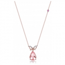 ENZO彩宝系列RIBBON 丝带系列18K玫瑰金镶粉红碧玺摩根石及钻石项链
