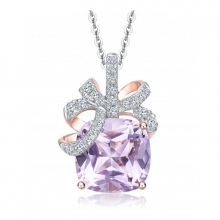 ENZO彩宝系列RIBBON 丝带系列18K金镶玫瑰紫晶及钻石吊坠