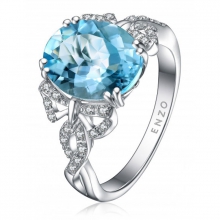 ENZO彩宝系列RIBBON 丝带系列18K白金镶海蓝宝及钻石戒指