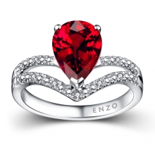 ENZO彩宝系列TIARA 加冕系列18K白金镶红碧玺及钻石戒指