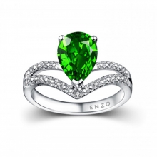 ENZO彩宝系列TIARA 加冕系列18K白金镶透辉石及钻石戒指