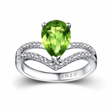 ENZO彩宝系列TIARA 加冕系列18K白金镶橄榄石及钻石戒指