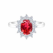 ENZO婚礼系列DIANA 戴安娜系列18K白金镶嵌红碧玺戒指