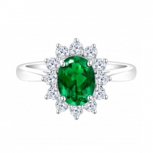 ENZO婚禮系列DIANA 戴安娜系列18K白金鑲嵌綠碧璽戒指