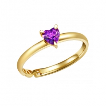 ENZO VAVA系列FEELING 心意14K黄金镶心形紫晶戒指