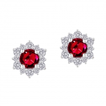 ENZO婚礼系列SNOWFLAKE 雪花系列18K金镶嵌红宝石及钻石耳饰